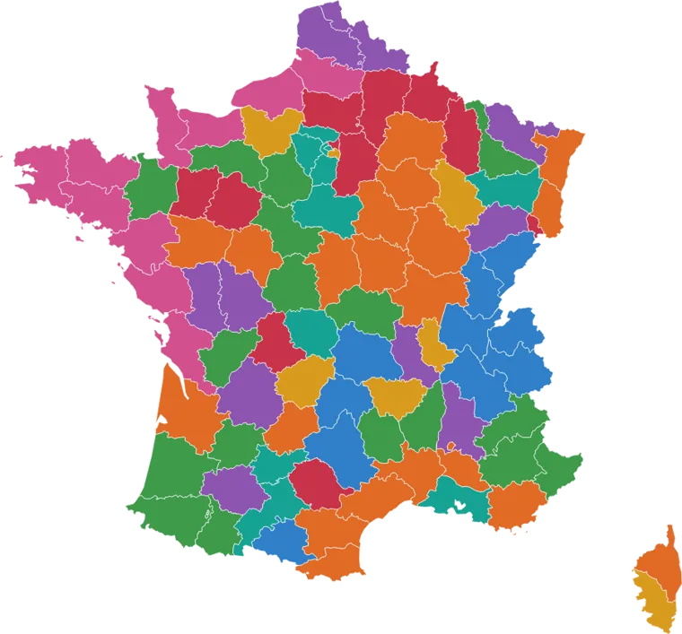 Carte de France colorée selon la spécialité gourmande de chaque département